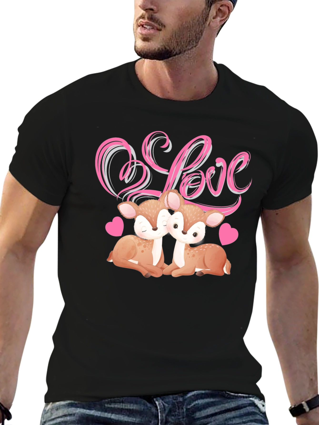 Love Deer Graphic Tee - Soft Cotton Blend