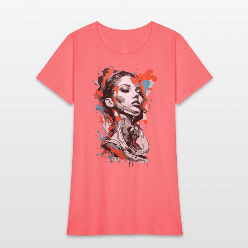 Graffiti Colorful Young Woman Abstract Art