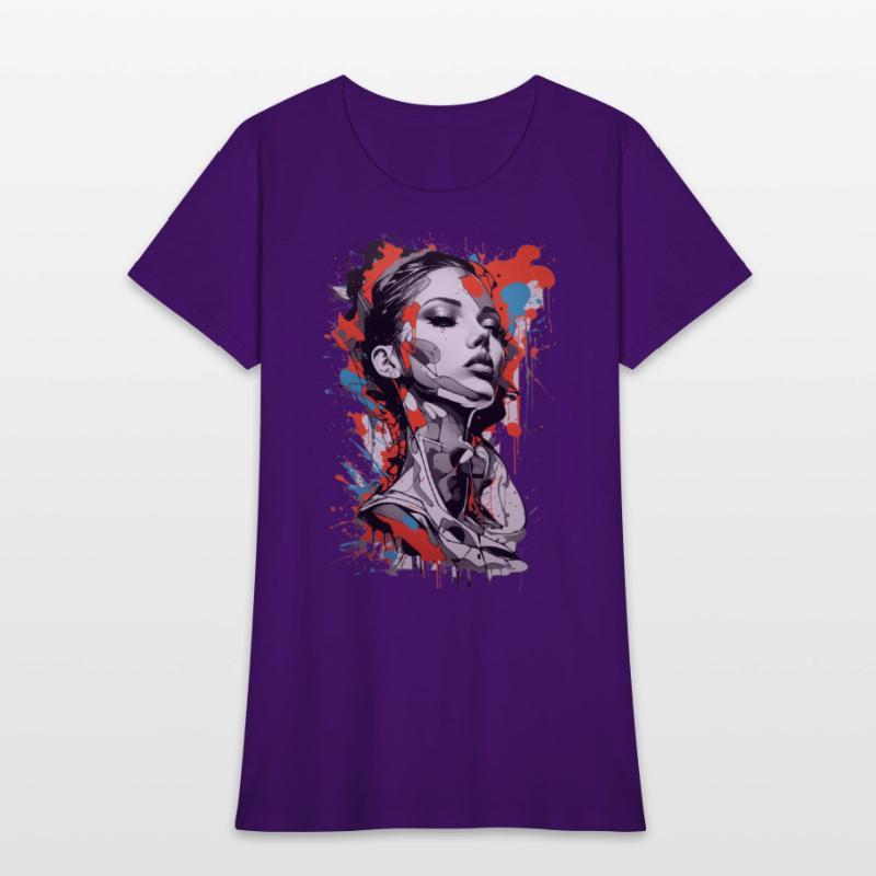 Graffiti Colorful Young Woman Abstract Art