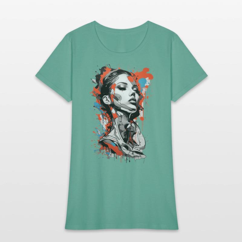 Graffiti Colorful Young Woman Abstract Art