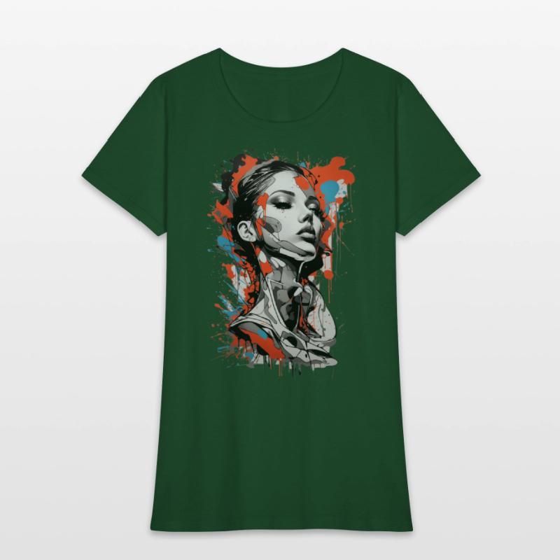 Graffiti Colorful Young Woman Abstract Art