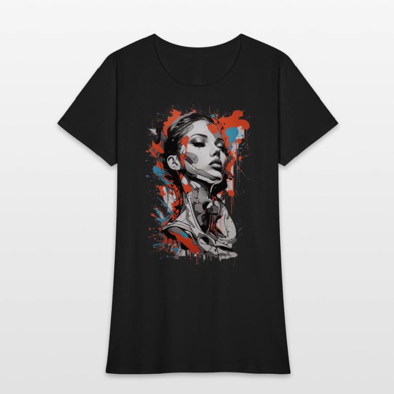 Graffiti Colorful Young Woman Abstract Art