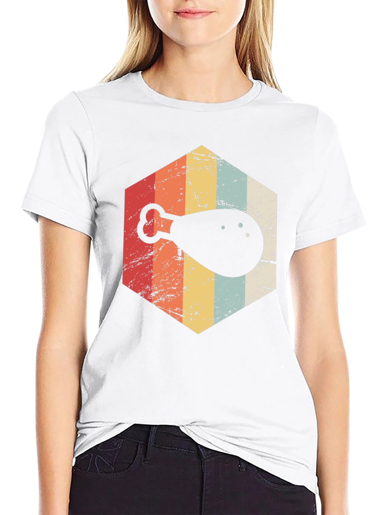 Retro Chicken Leg Graphic T-Shirt