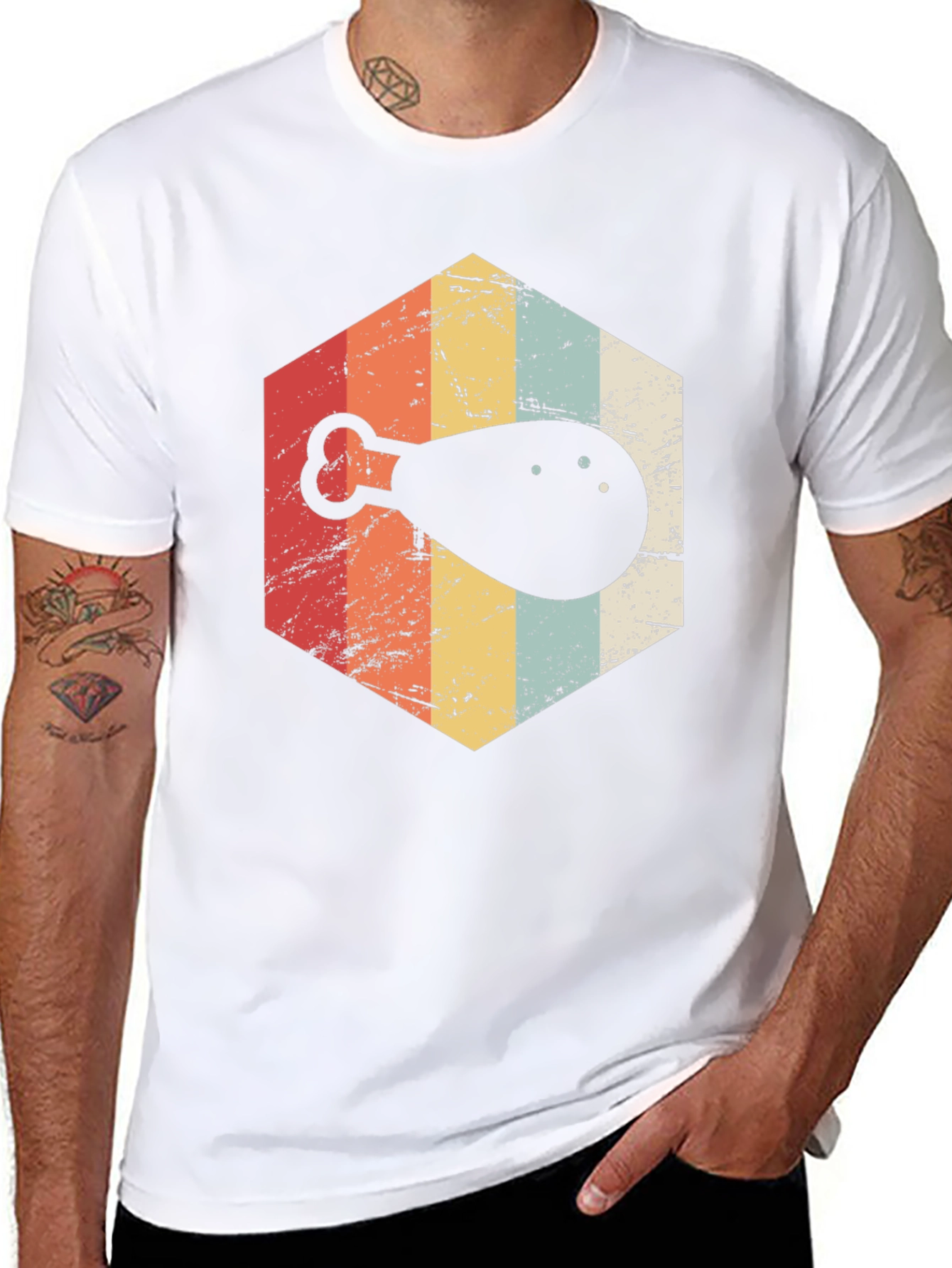 Retro Chicken Leg Graphic T-Shirt