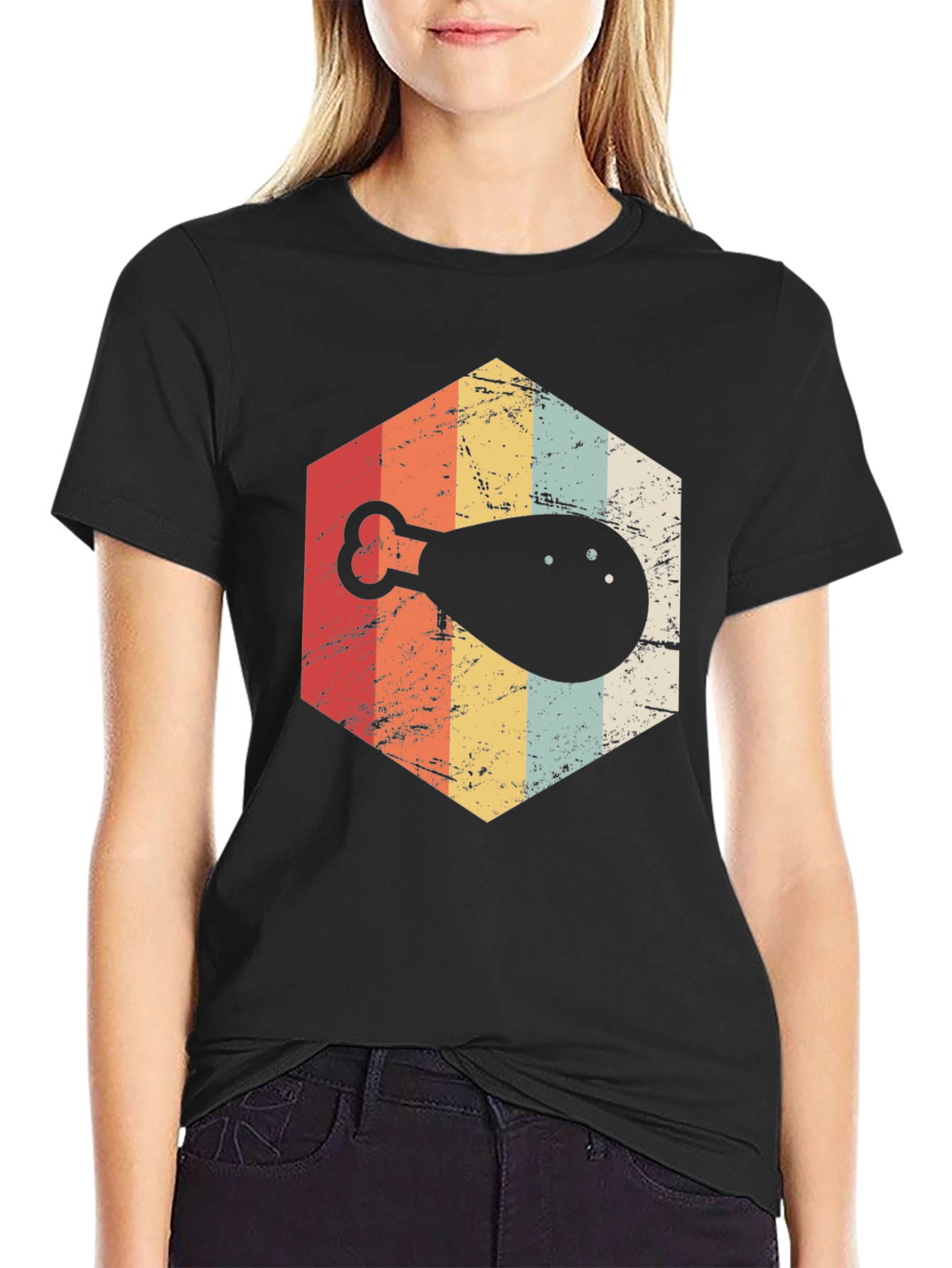 Retro Chicken Leg Graphic T-Shirt