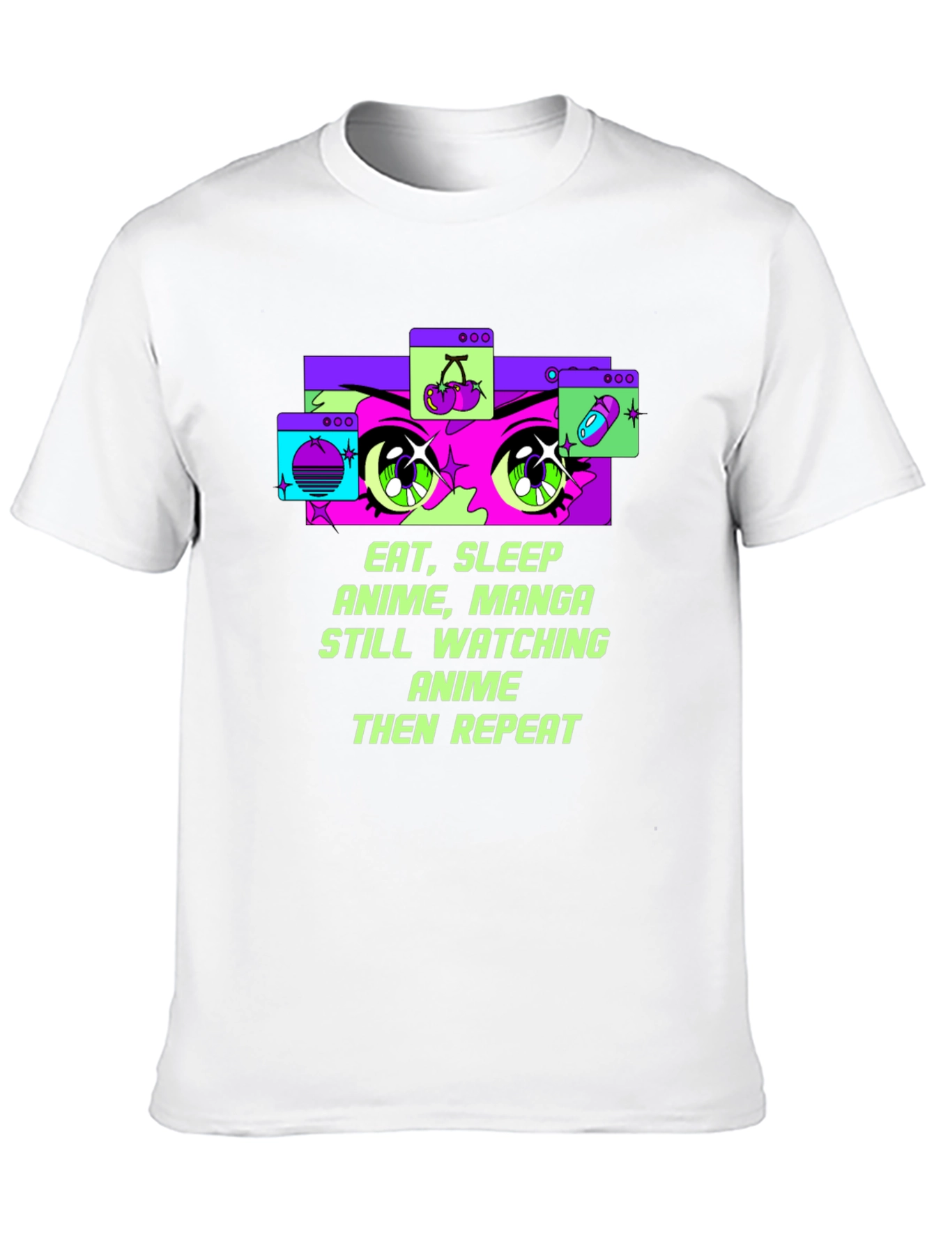 Eat Sleep Anime Repeat Black T-Shirt