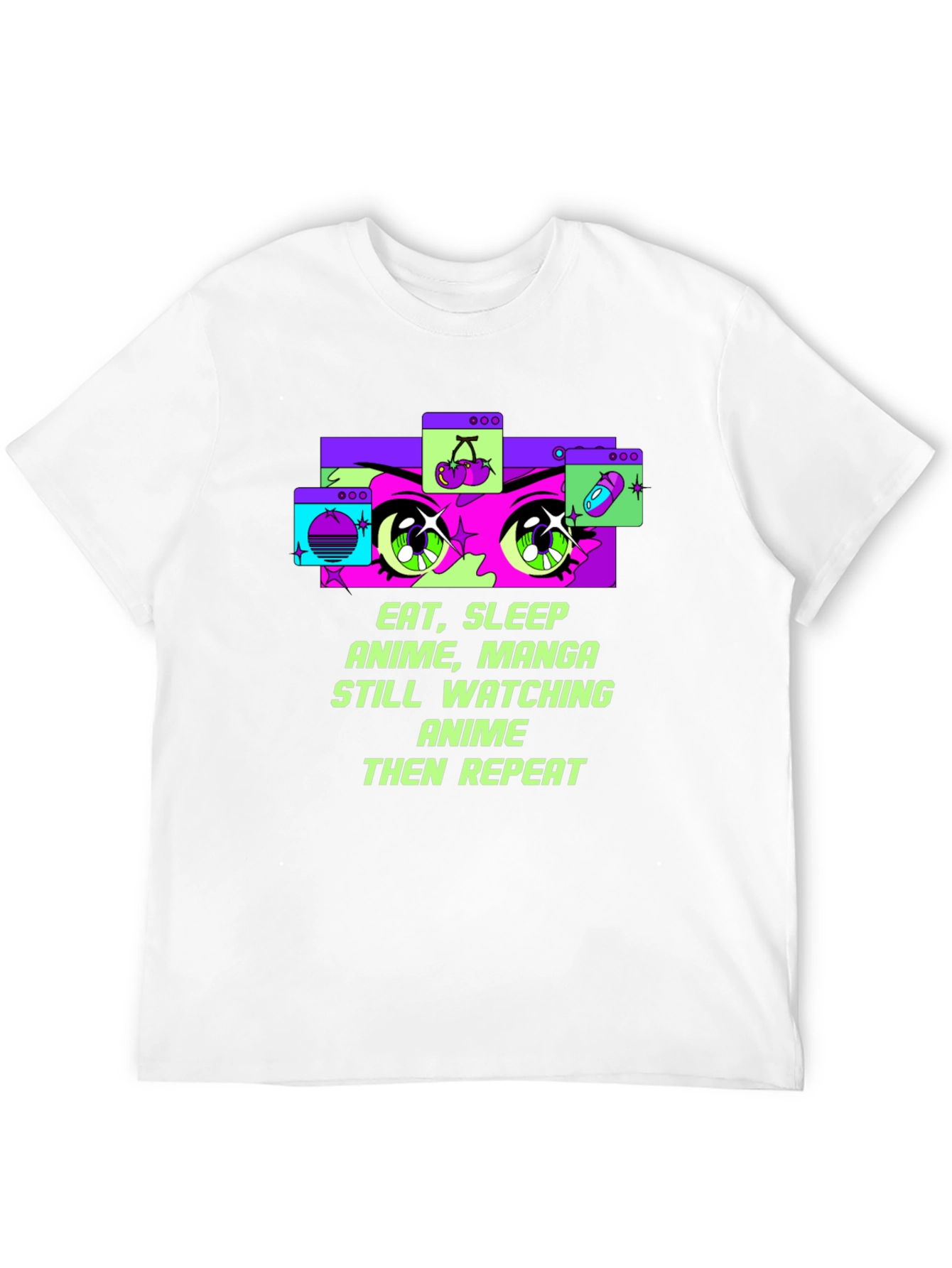 Eat Sleep Anime Repeat Black T-Shirt