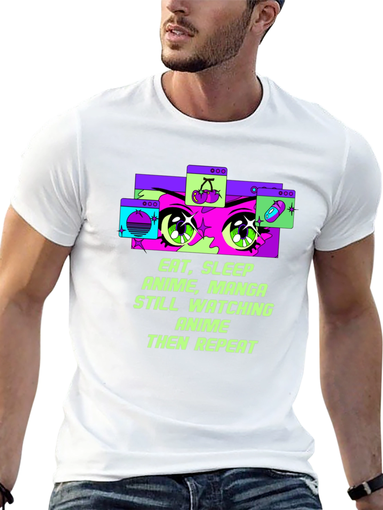 Eat Sleep Anime Repeat Black T-Shirt