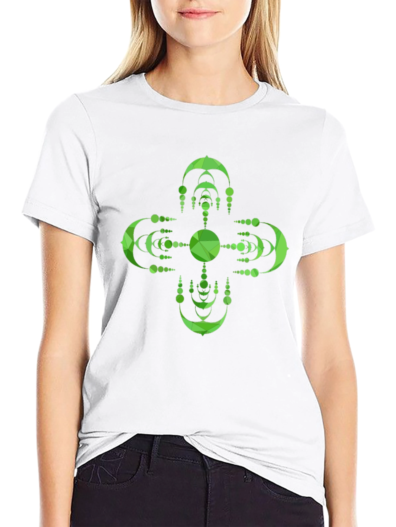 Geometric Green Mandala Graphic Tee