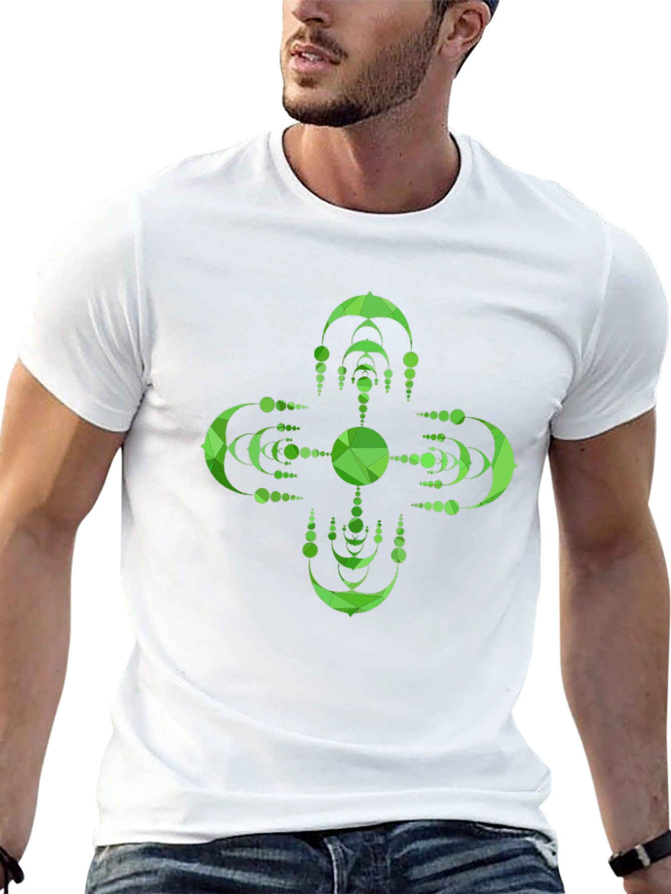 Geometric Green Mandala Graphic Tee