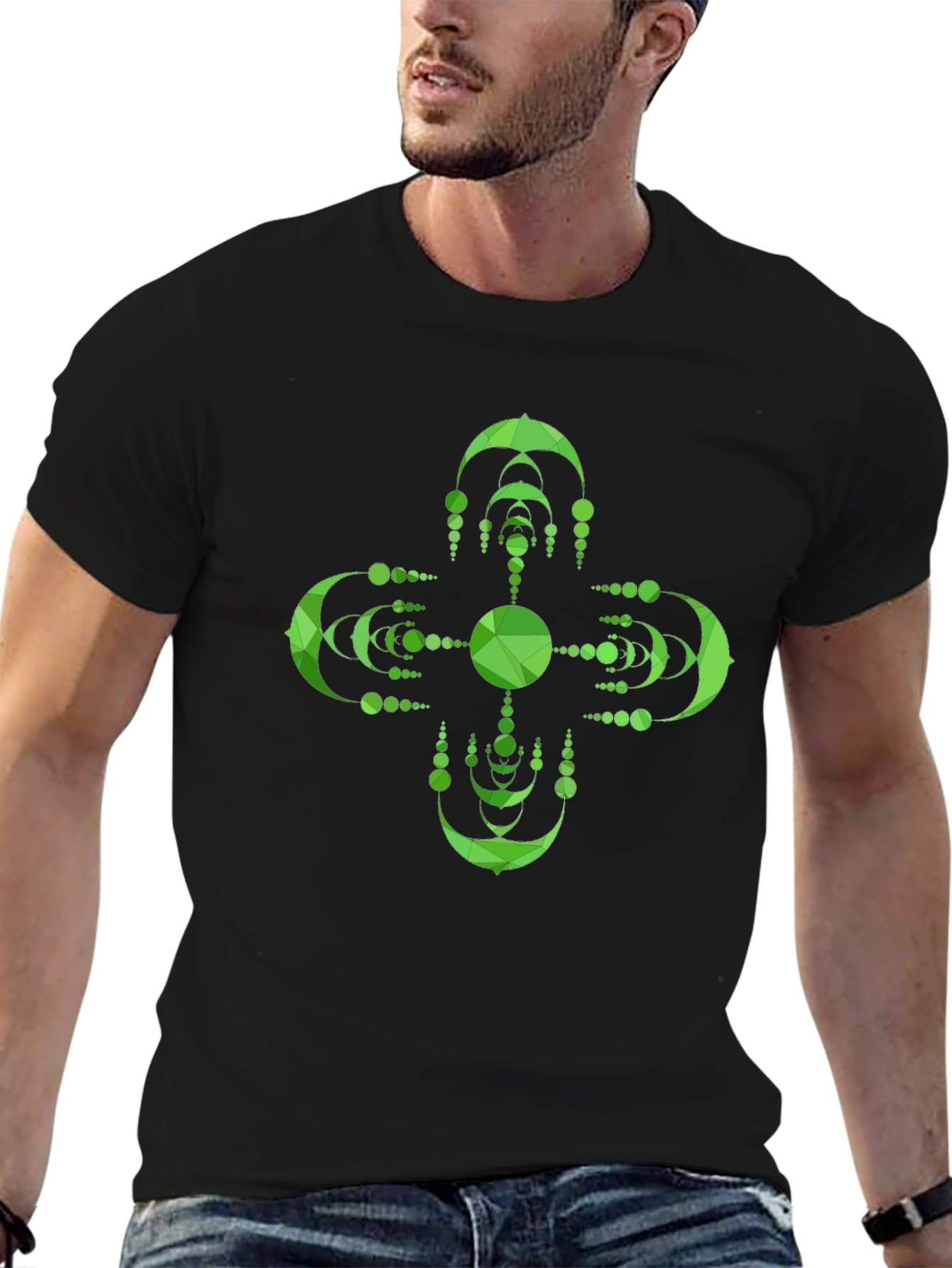 Geometric Green Mandala Graphic Tee