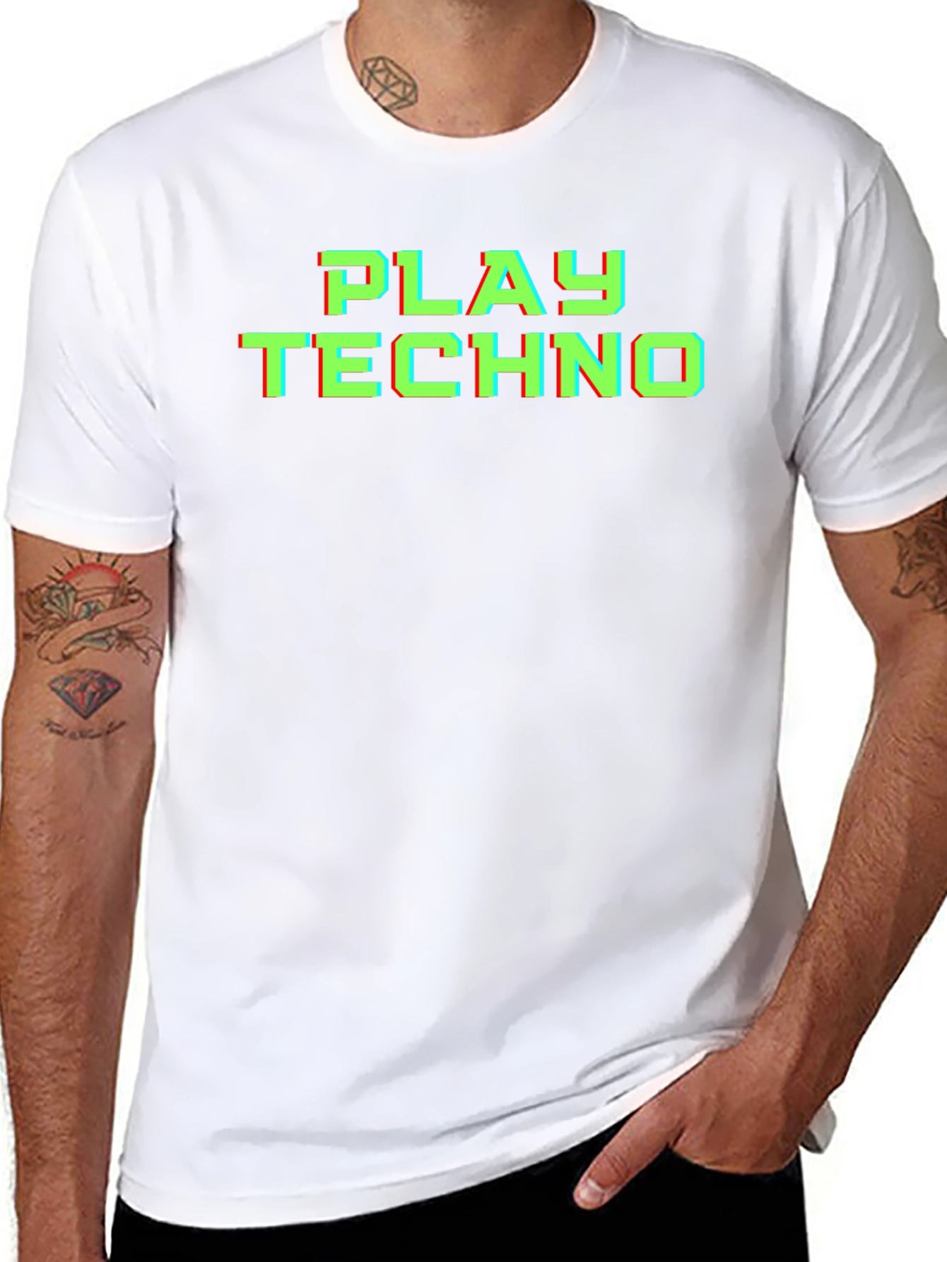 Play Techno Glitch Effect T-Shirt - Black