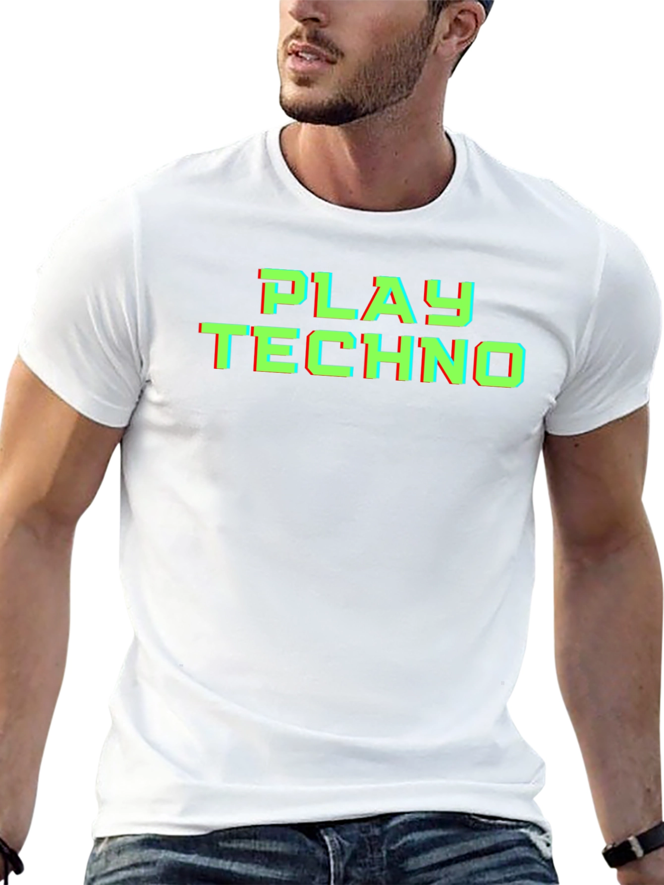 Play Techno Glitch Effect T-Shirt - Black