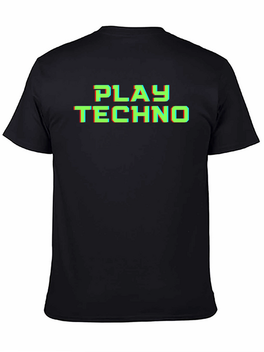 Play Techno Glitch Effect T-Shirt - Black