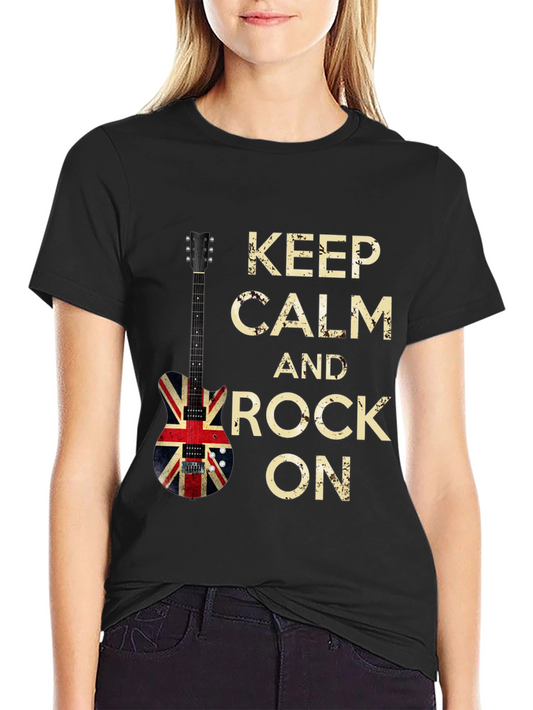Keep Calm & Rock On Union Jack Guitar Graphic Tee