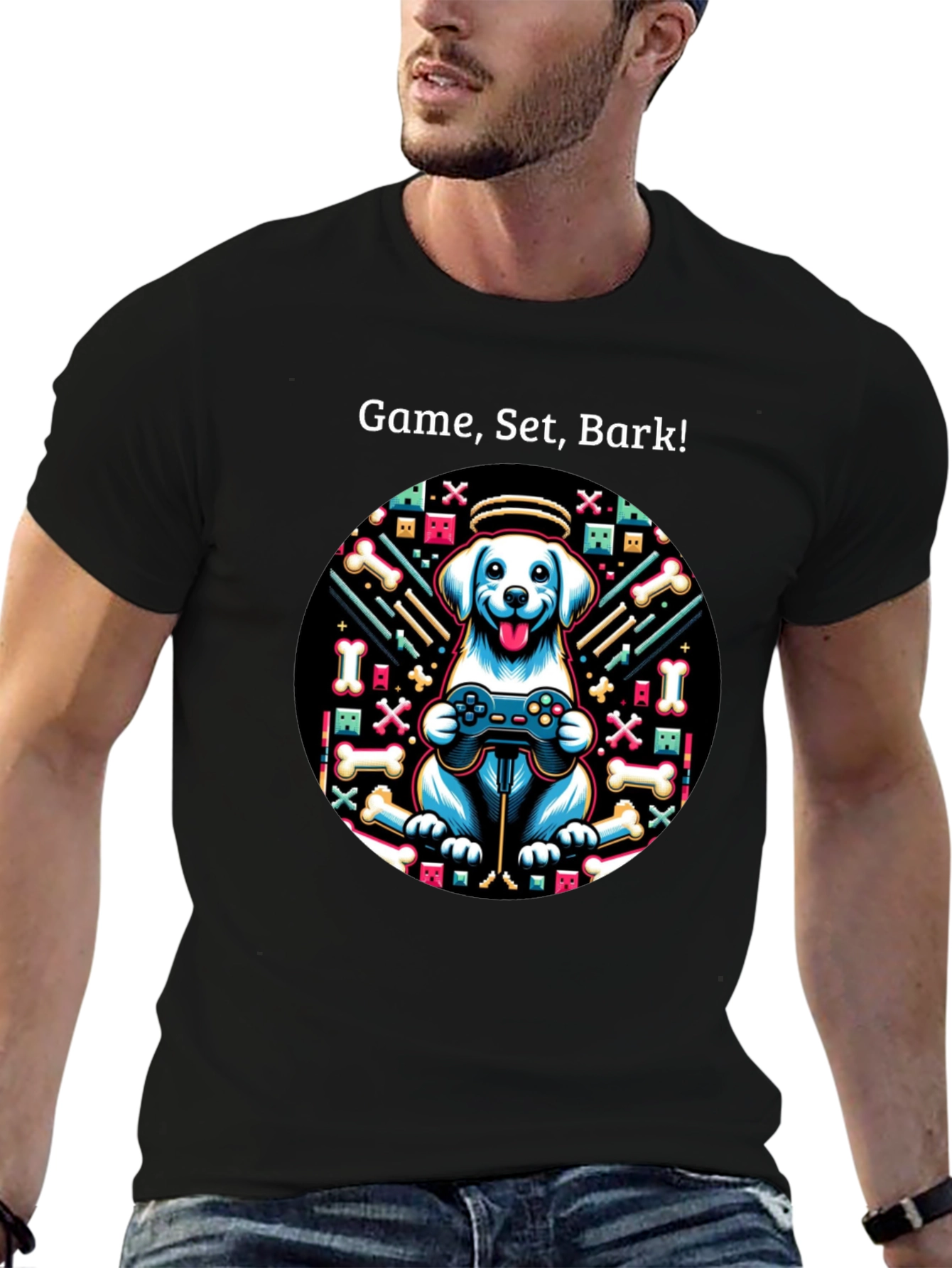 Game Set Bark! Dog Gamer T-Shirt