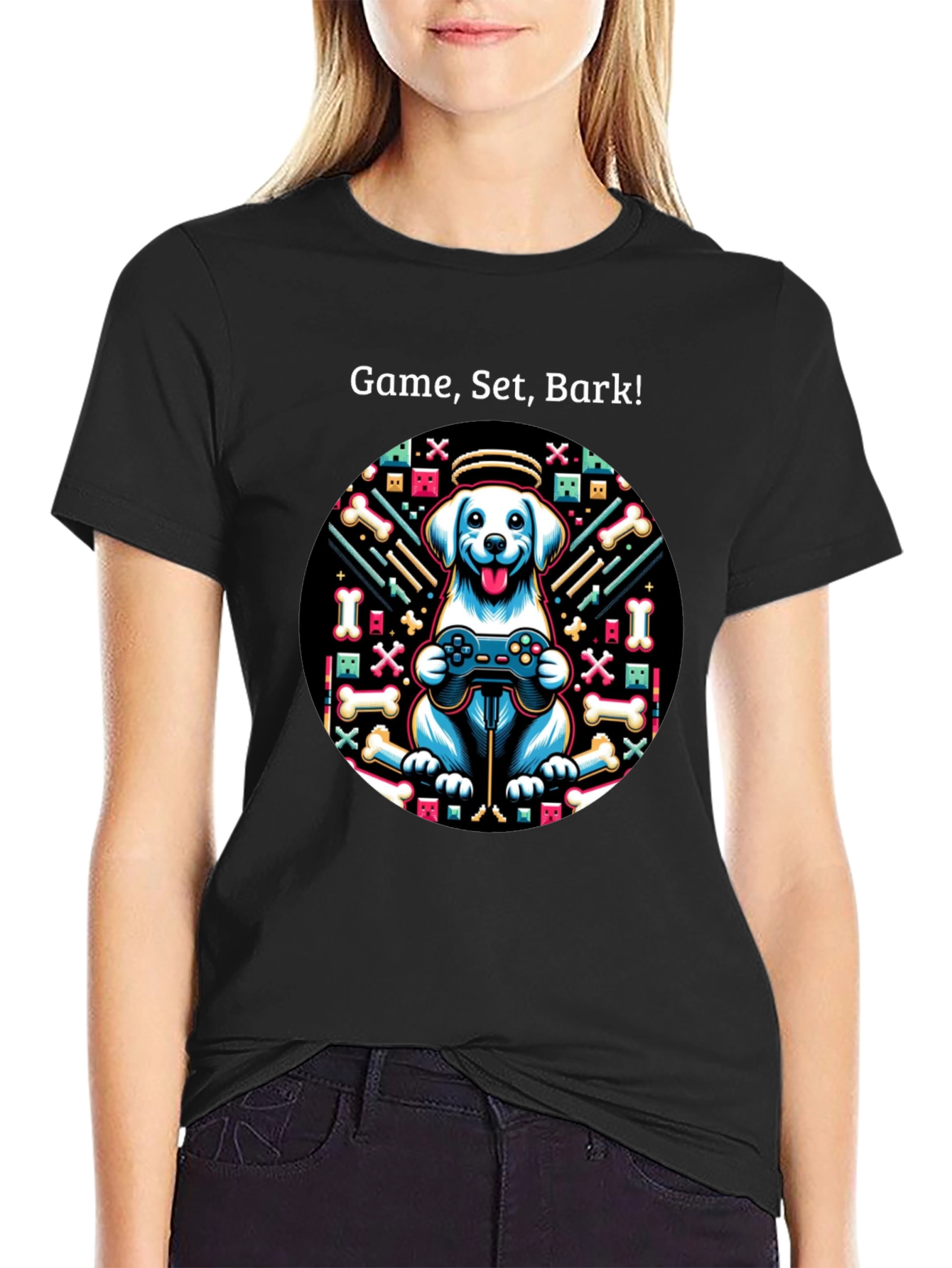 Game Set Bark! Dog Gamer T-Shirt