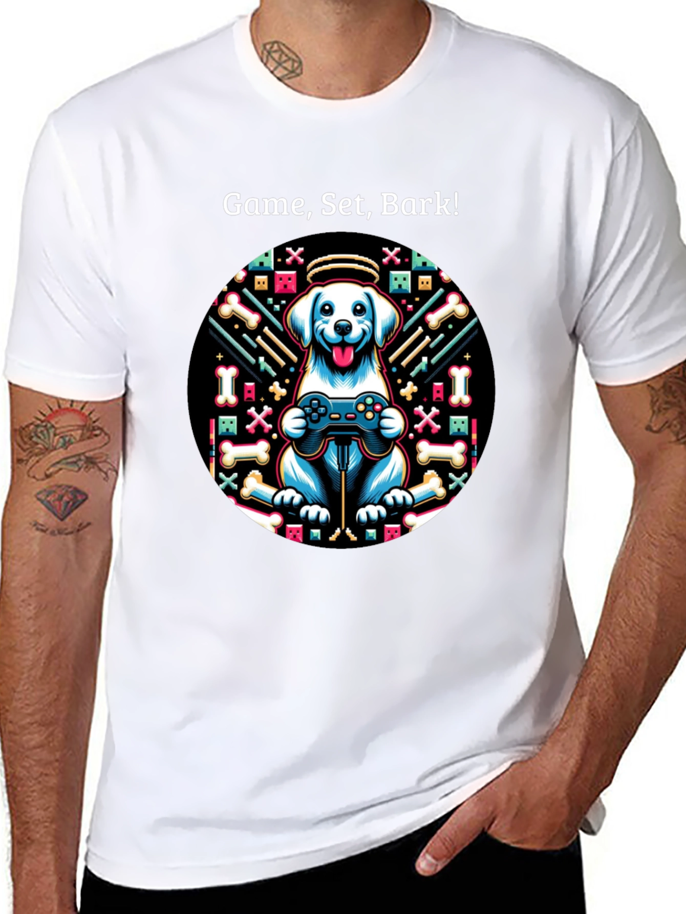 Game Set Bark! Dog Gamer T-Shirt