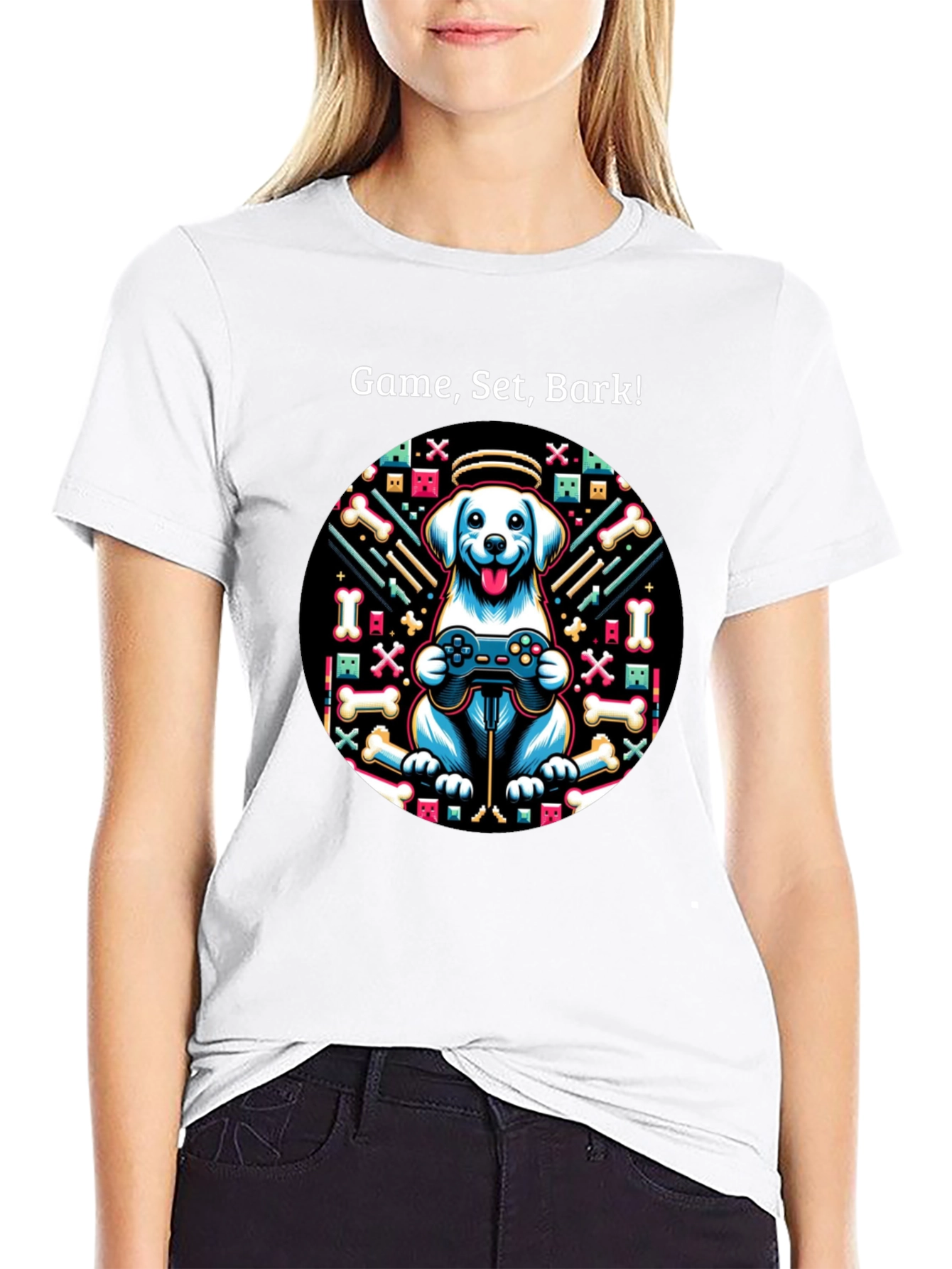 Game Set Bark! Dog Gamer T-Shirt