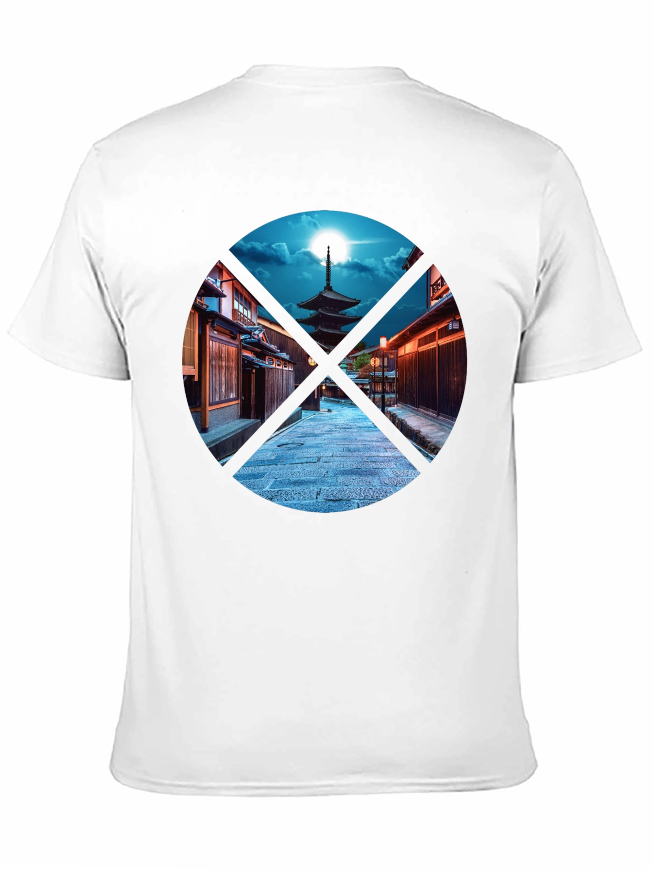 Japanese Pagoda Graphic Print Black T-Shirt