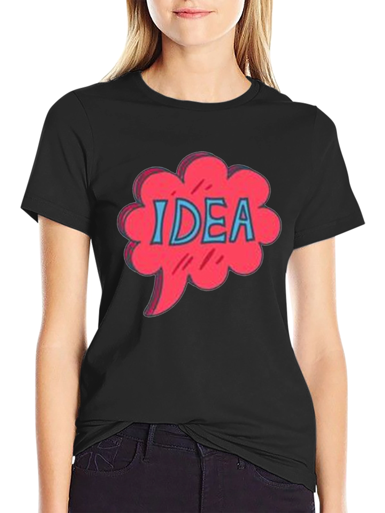 Idea Bubble Graphic Tee - Black Cotton T-Shirt