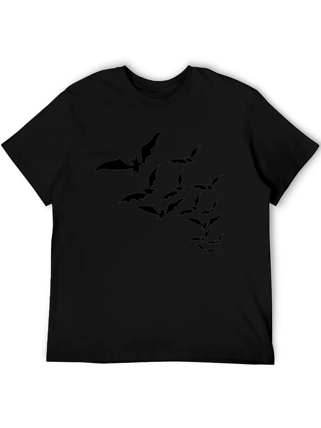 Mens Black Bat Print Crewneck T-Shirt