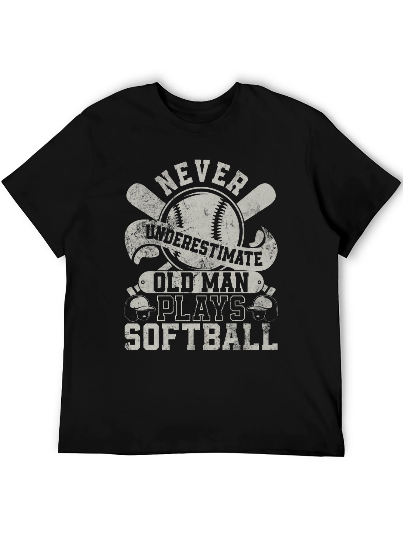 Never Underestimate Old Man Softball T-Shirt