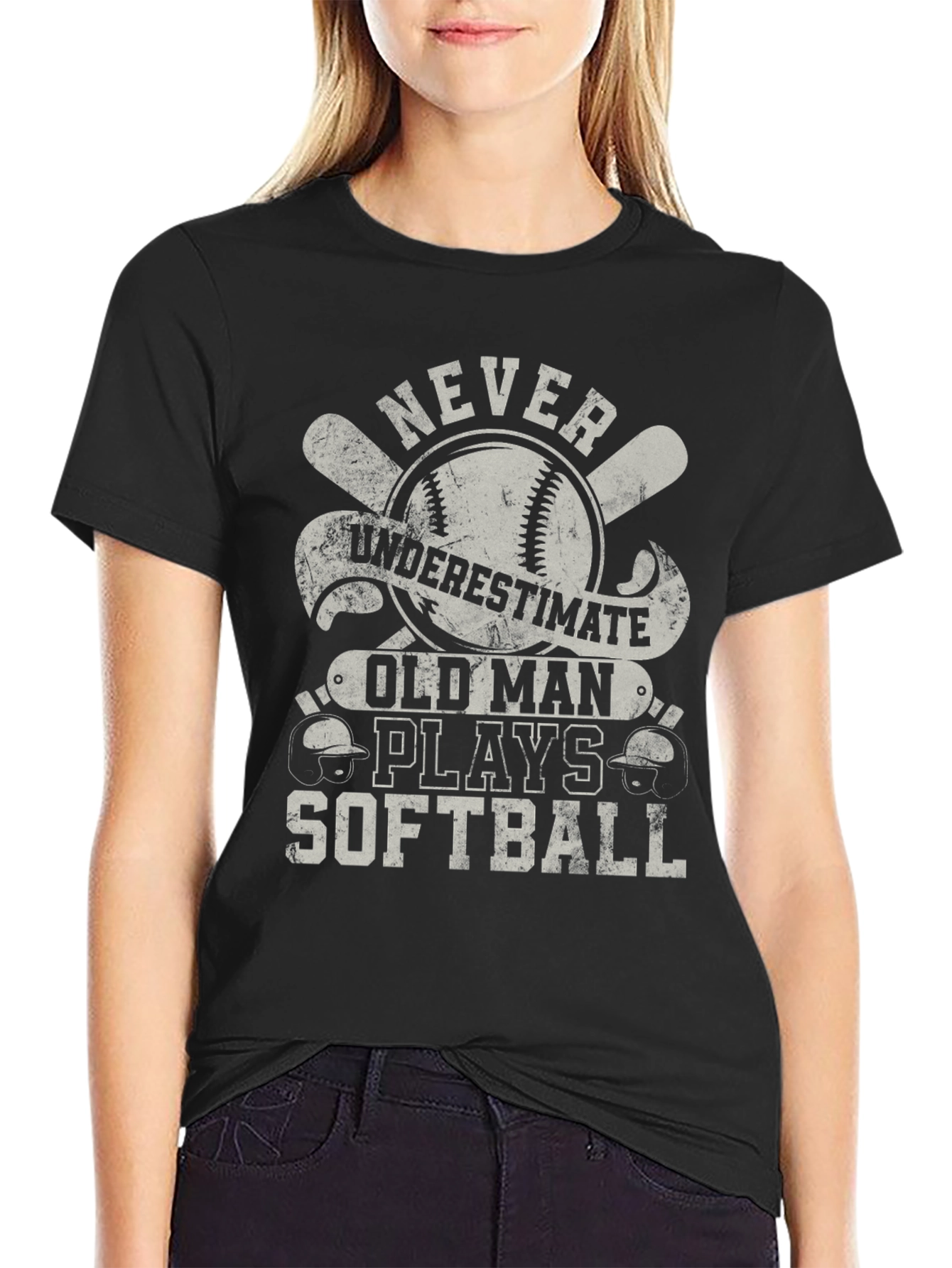 Never Underestimate Old Man Softball T-Shirt