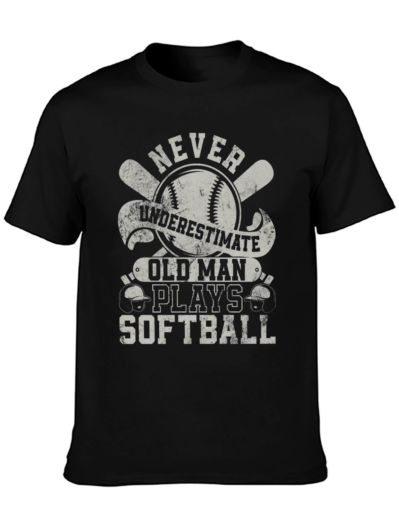 Never Underestimate Old Man Softball T-Shirt