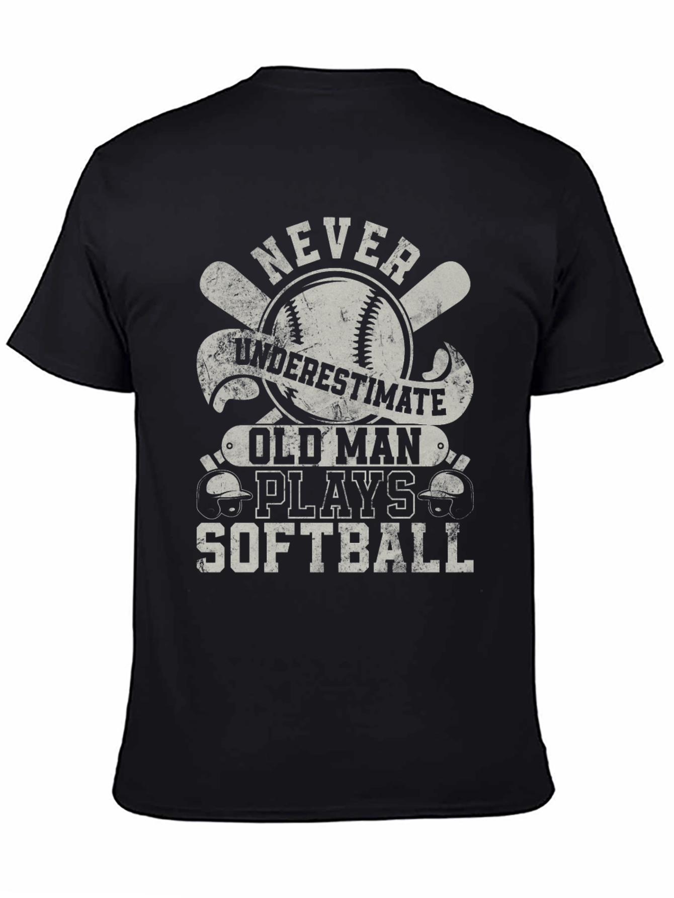 Never Underestimate Old Man Softball T-Shirt