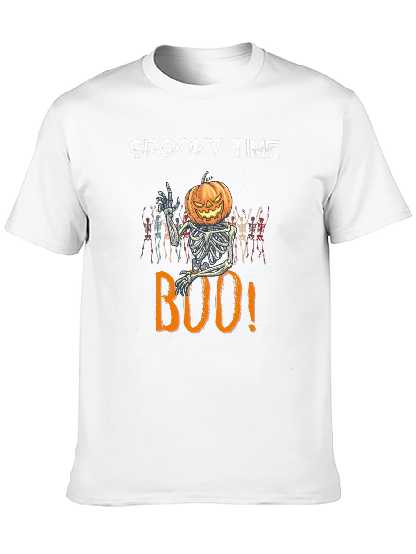 Spooky Time Halloween Pumpkin Skeleton T-Shirt