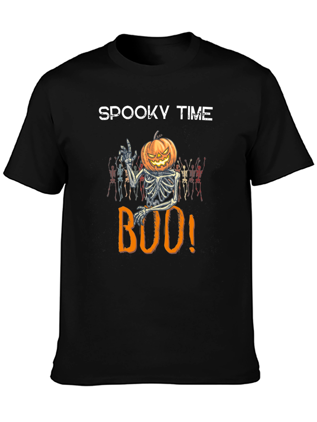 Spooky Time Halloween Pumpkin Skeleton T-Shirt