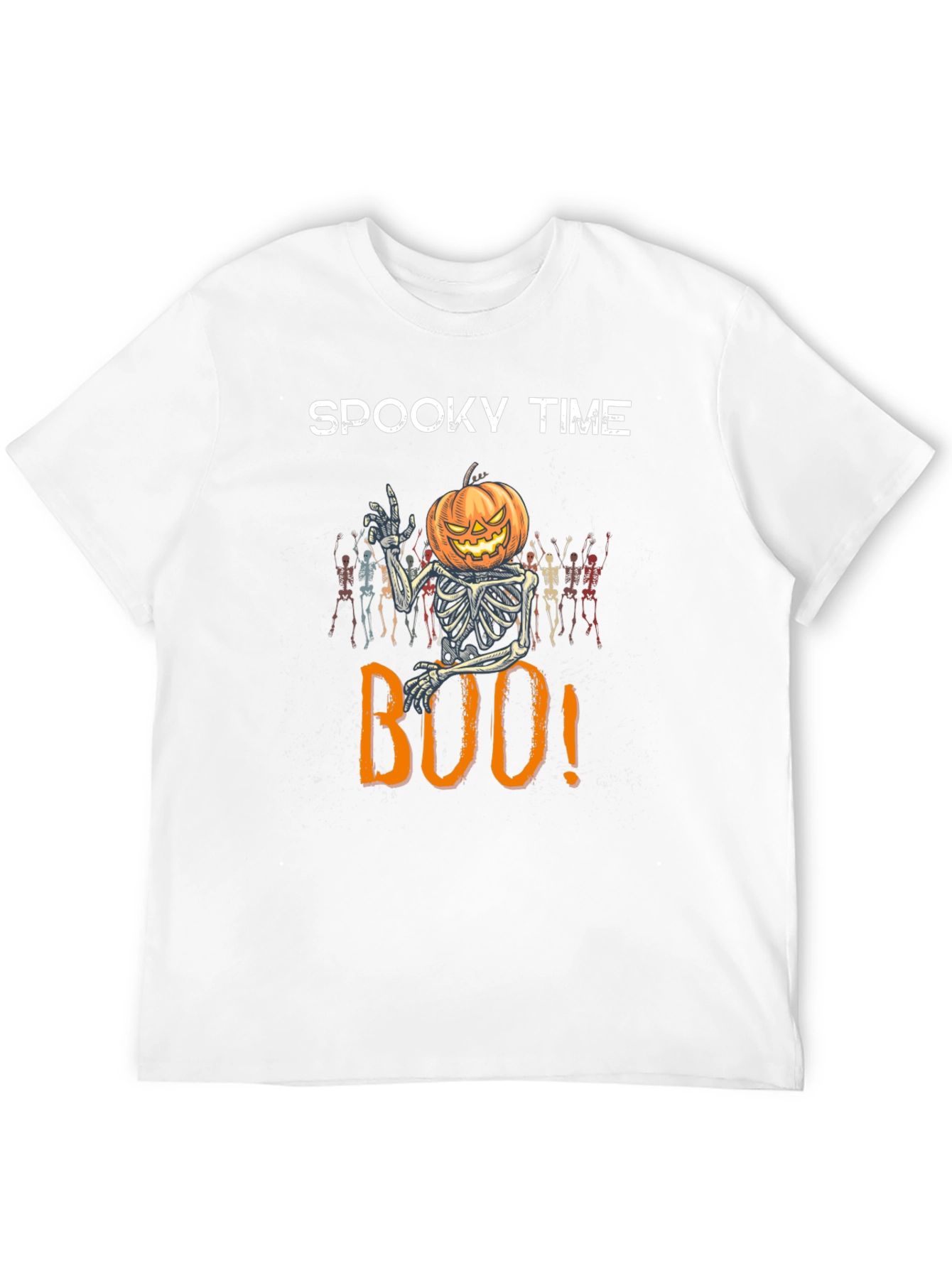 Spooky Time Halloween Pumpkin Skeleton T-Shirt