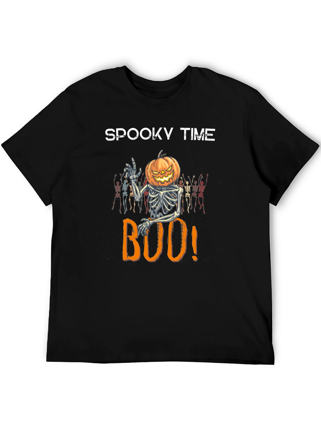 Spooky Time Halloween Pumpkin Skeleton T-Shirt