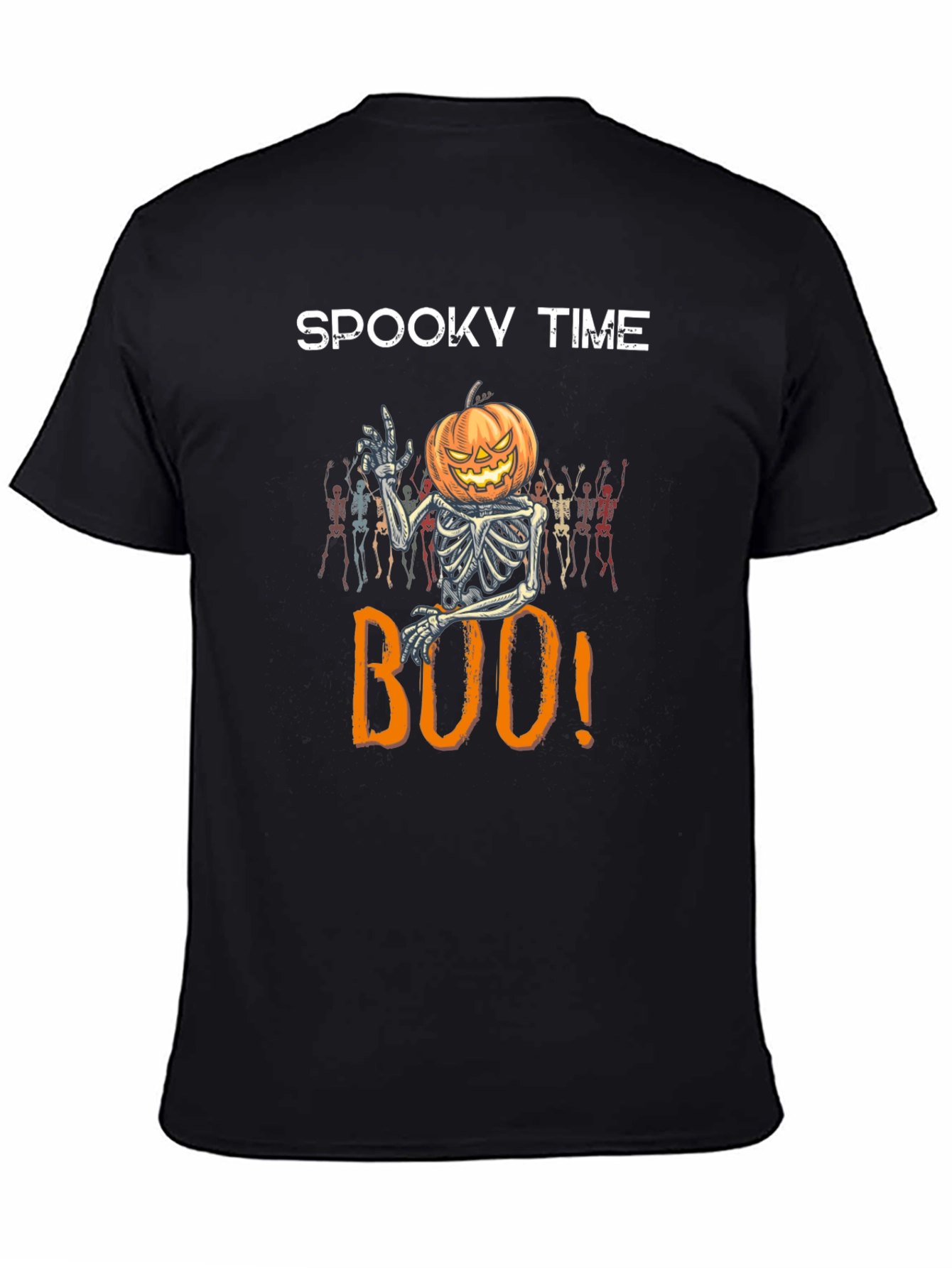 Spooky Time Halloween Pumpkin Skeleton T-Shirt
