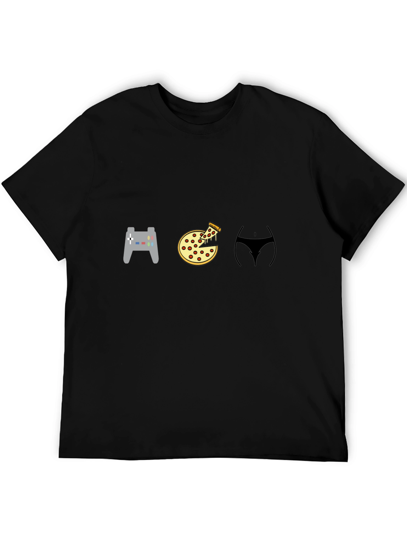 Gamer Pizza and Abs Black T-Shirt