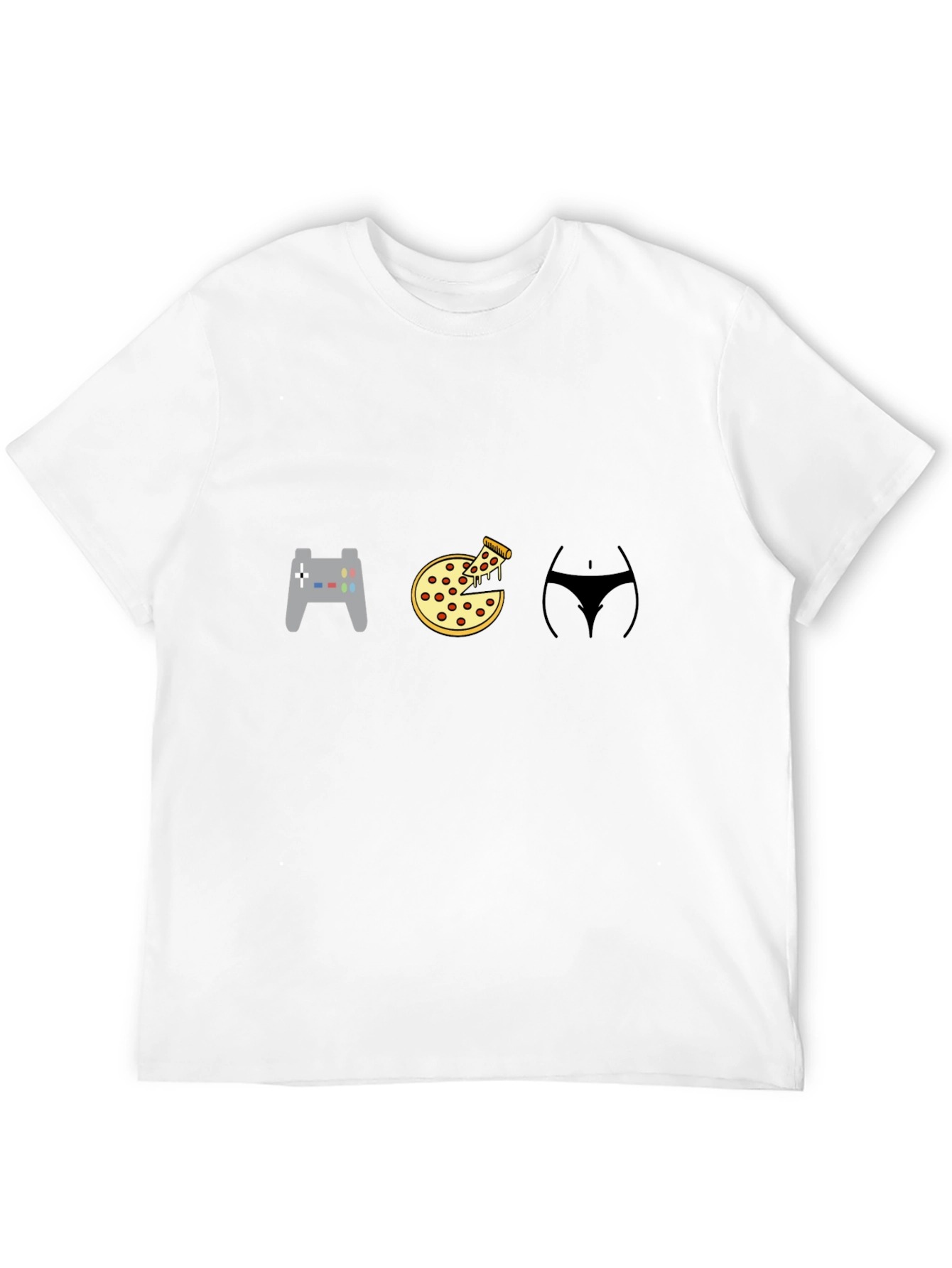 Gamer Pizza and Abs Black T-Shirt