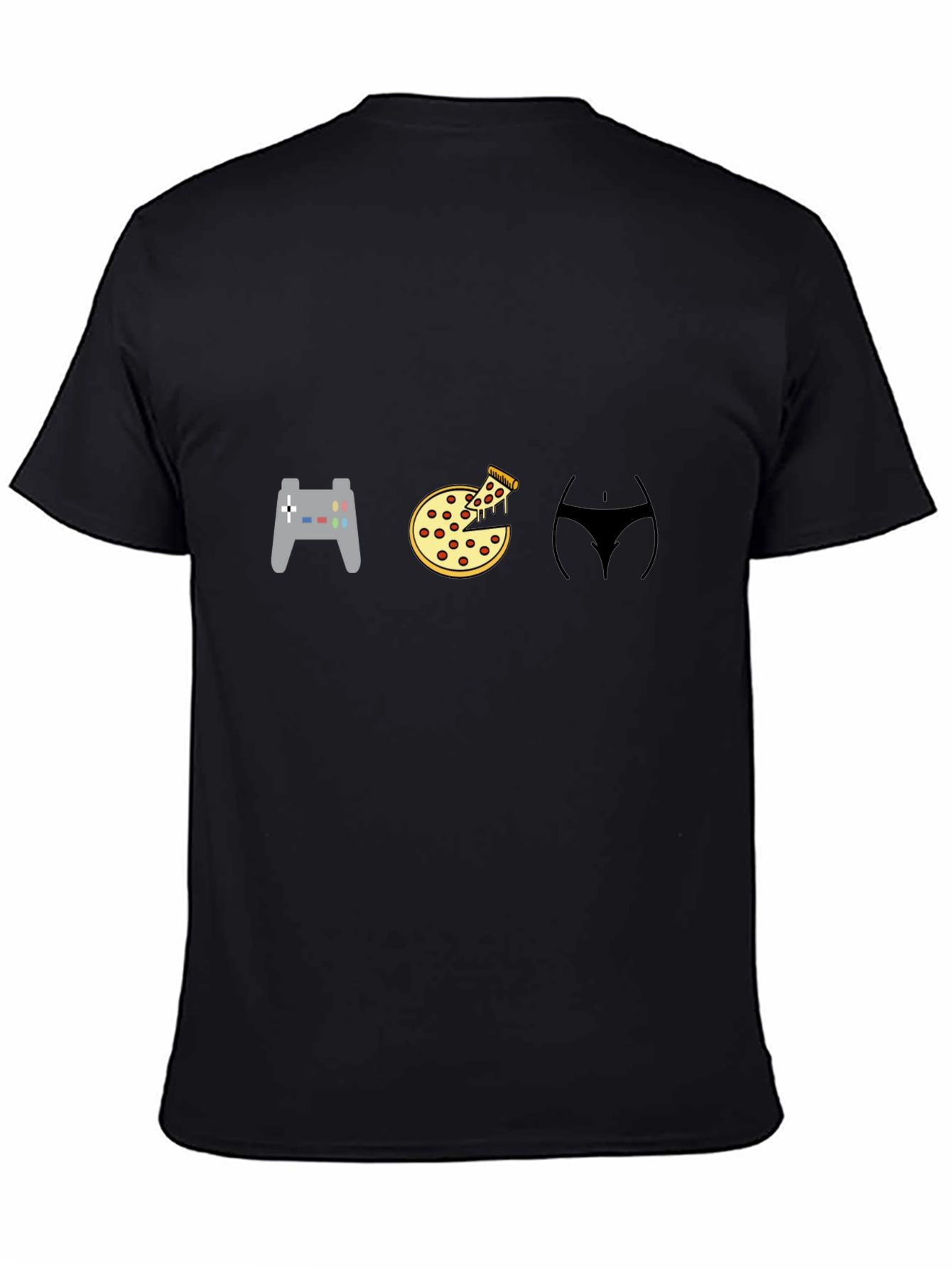 Gamer Pizza and Abs Black T-Shirt