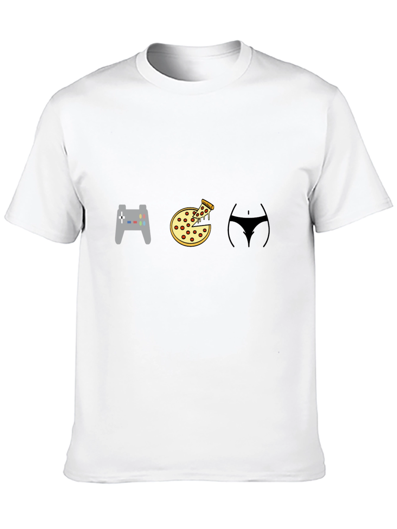 Gamer Pizza and Abs Black T-Shirt