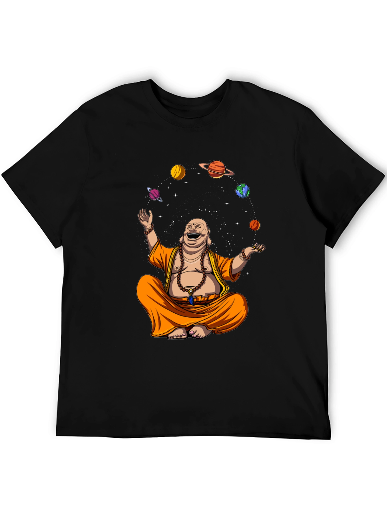 Buddha Juggling Planets Graphic Tee - Black