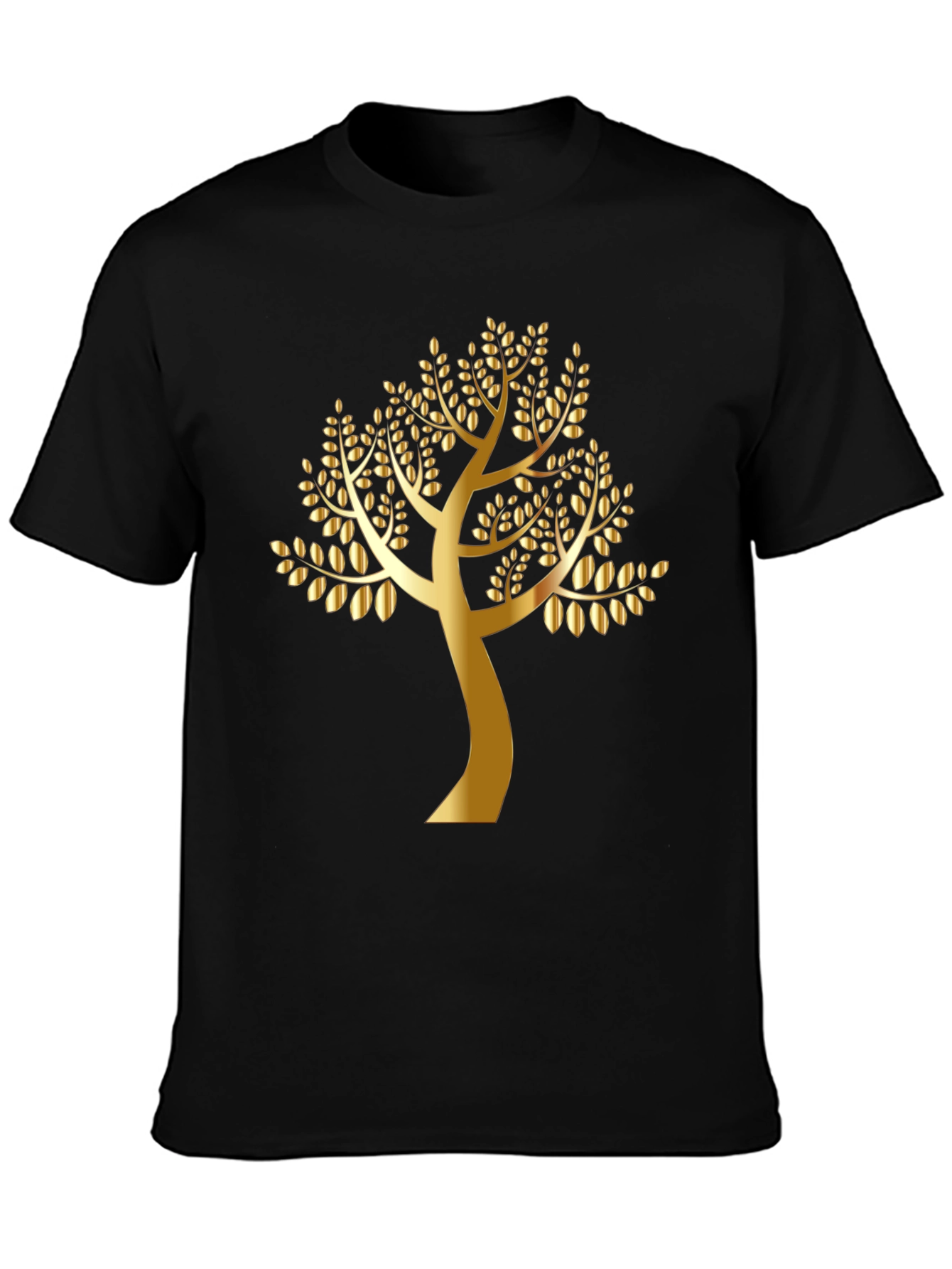 Golden Tree Black T-Shirt - Nature Inspired Design