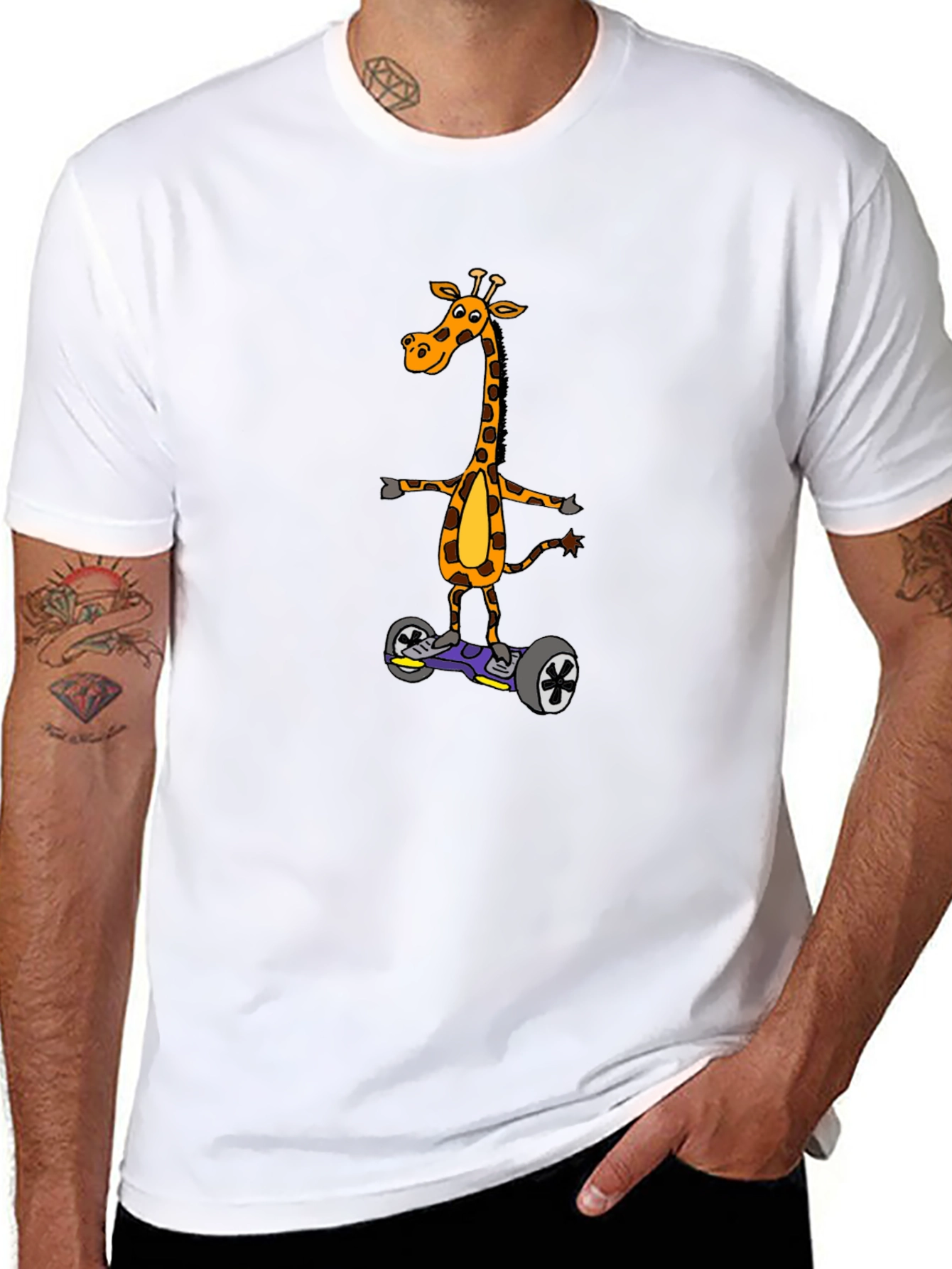 Giraffe on Hoverboard T-Shirt