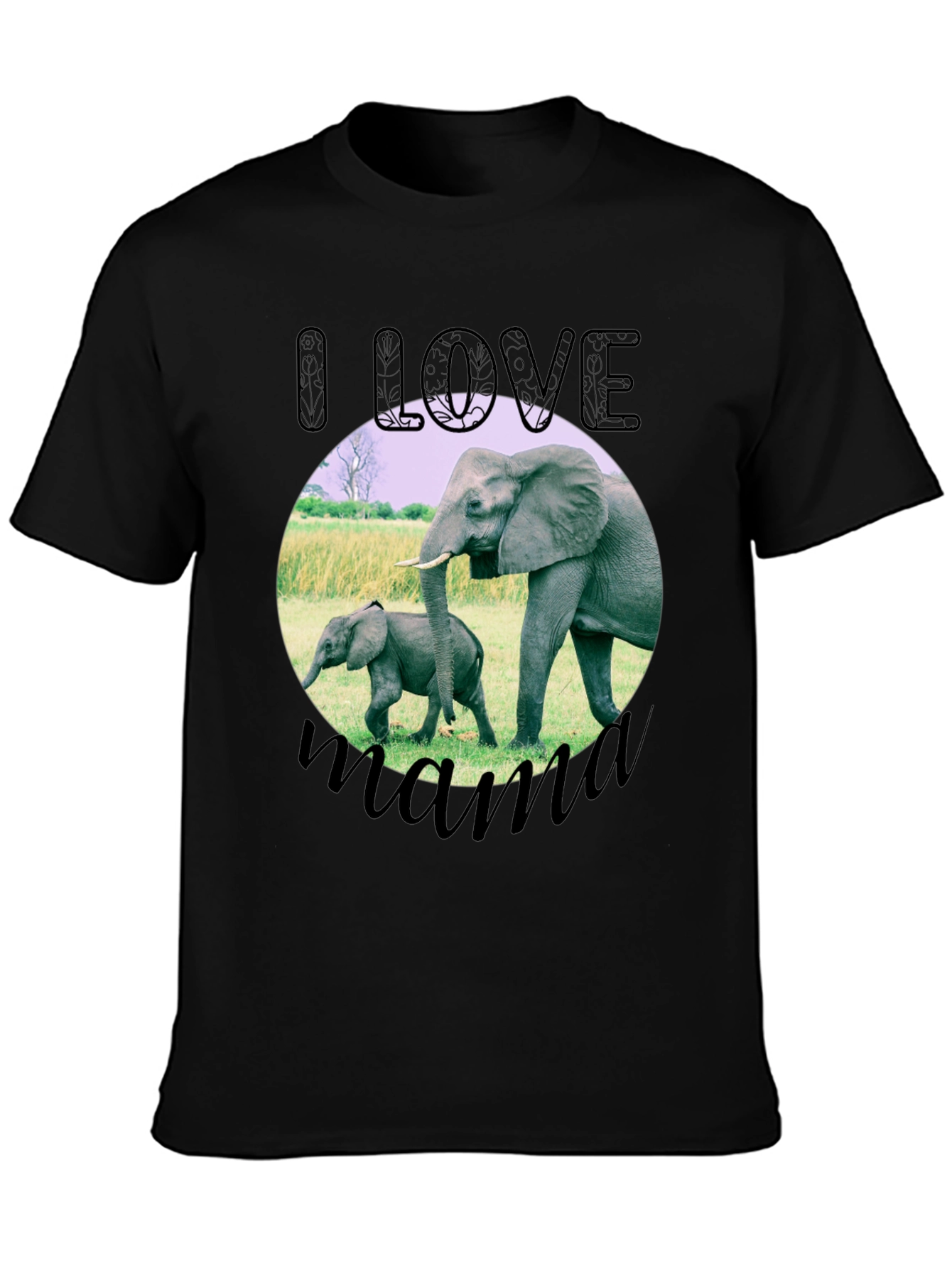 I Love Mama Elephant Graphic T-Shirt