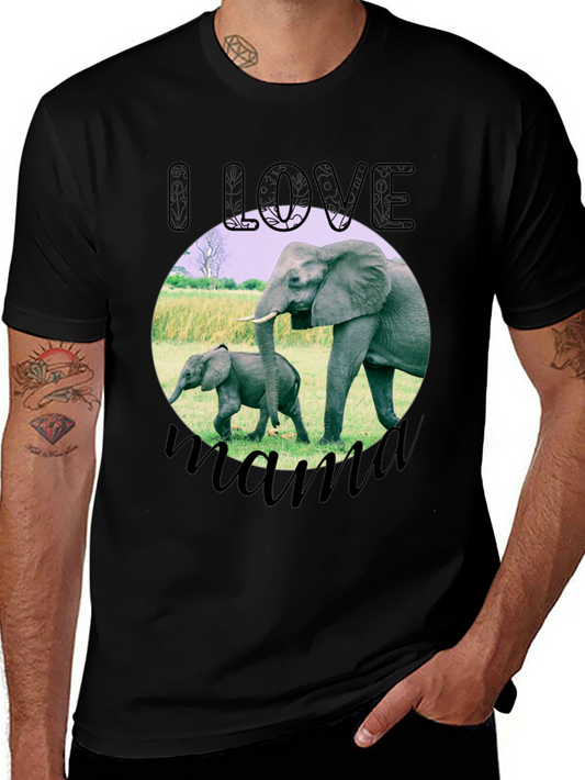 I Love Mama Elephant Graphic T-Shirt