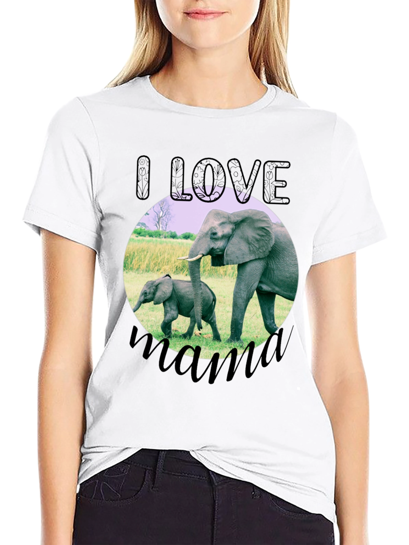 I Love Mama Elephant Graphic T-Shirt