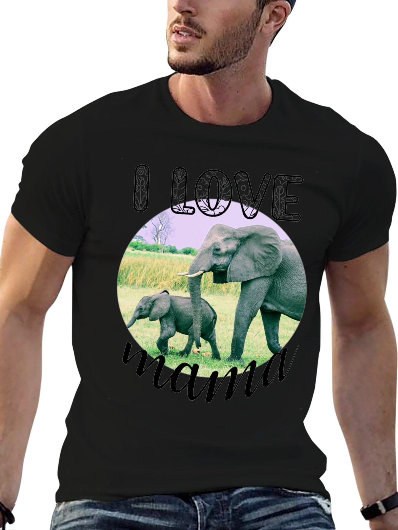 I Love Mama Elephant Graphic T-Shirt