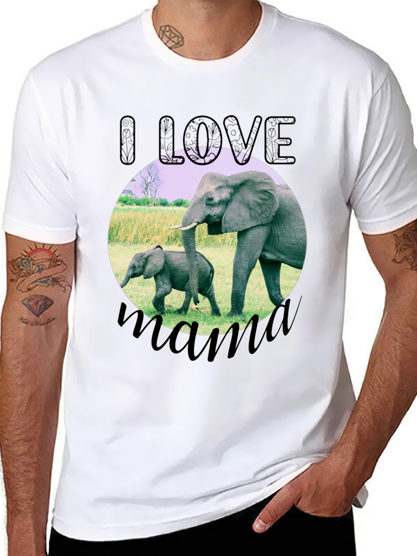 I Love Mama Elephant Graphic T-Shirt