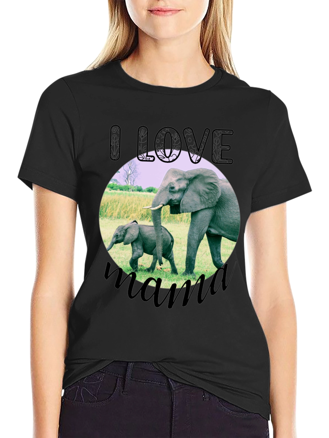 I Love Mama Elephant Graphic T-Shirt