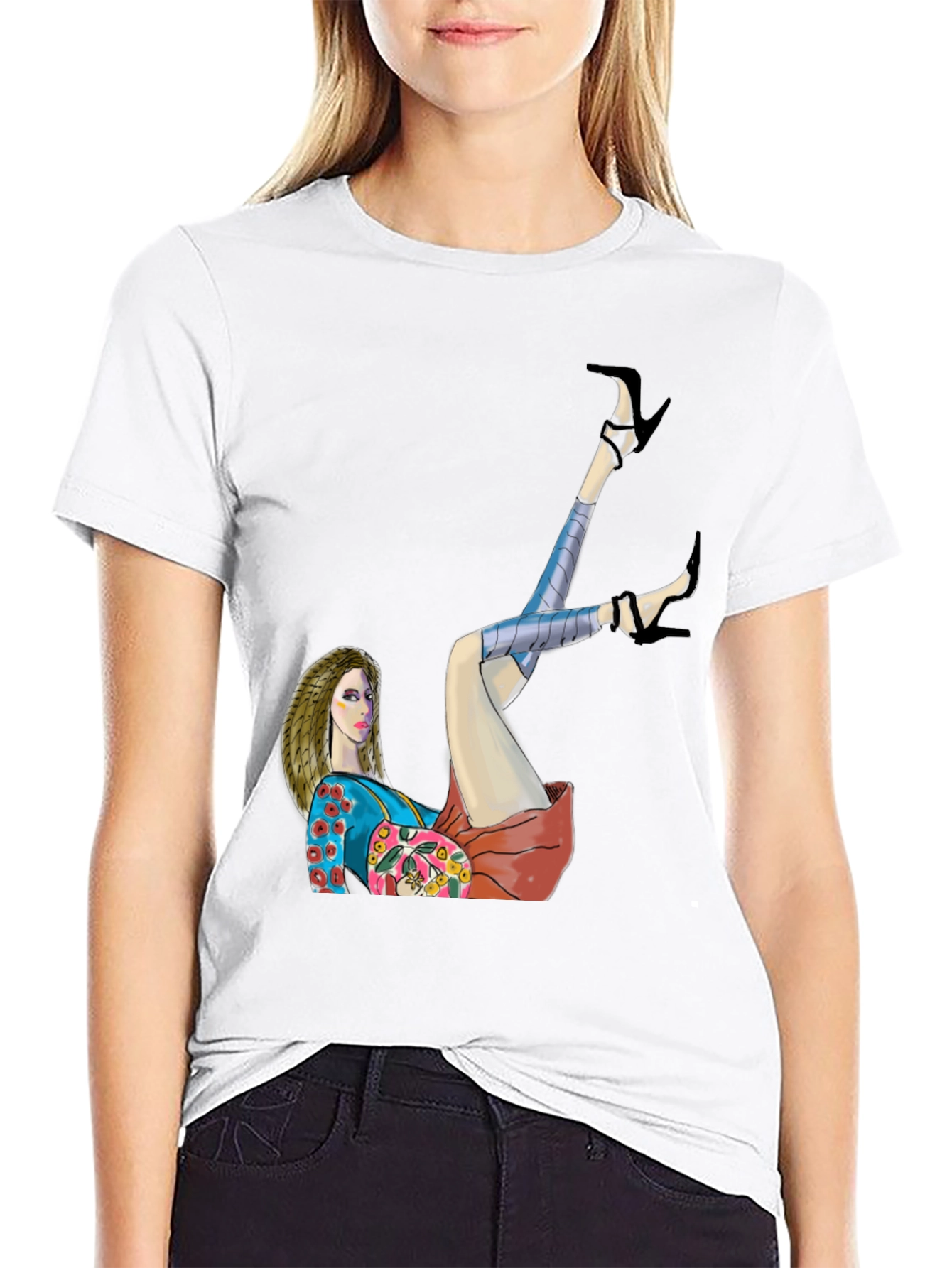 Artsy Woman Graphic Tee - Stylish Cotton T-Shirt