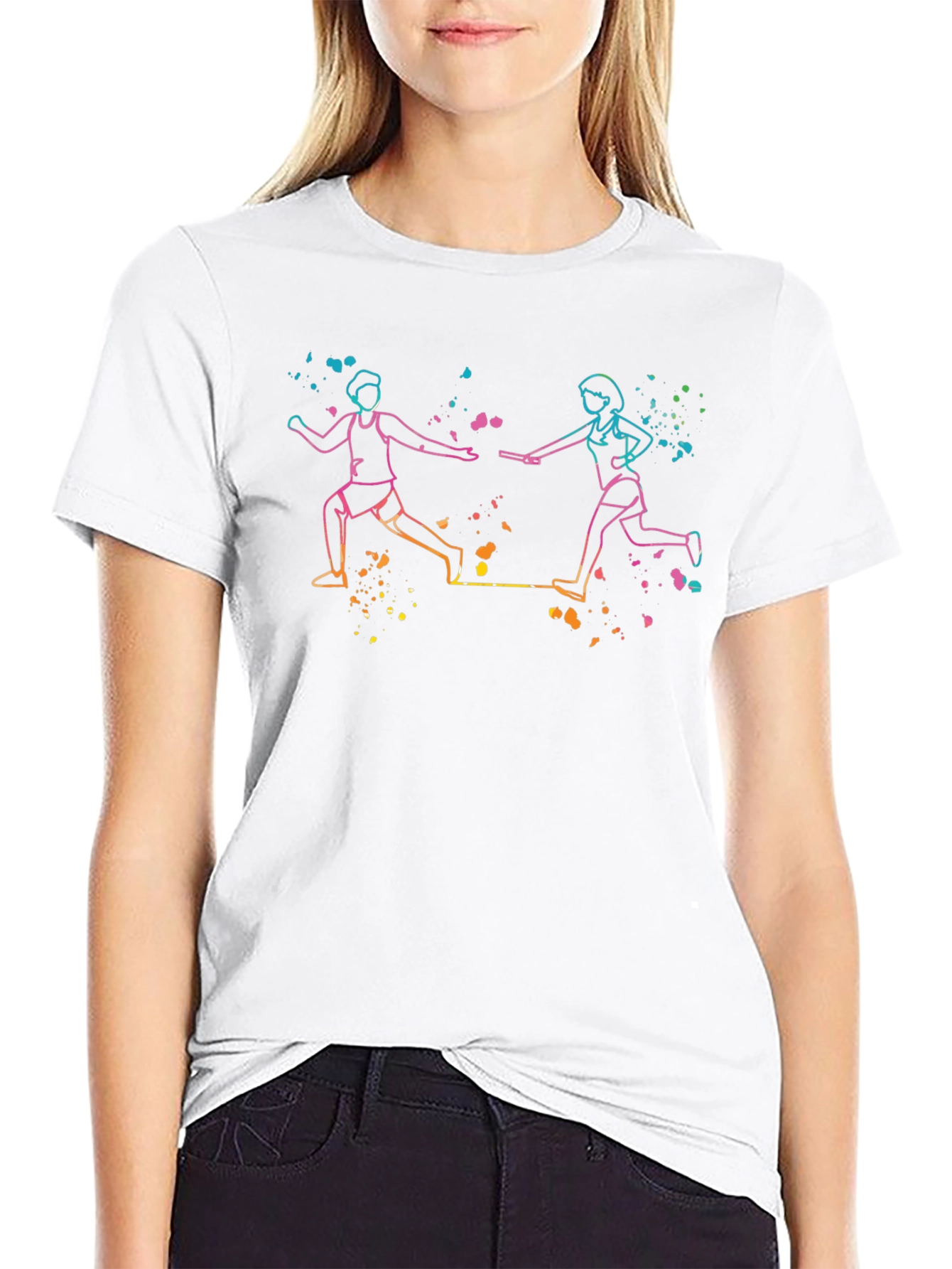 Relay Race Graphic Tee - Black Cotton Blend